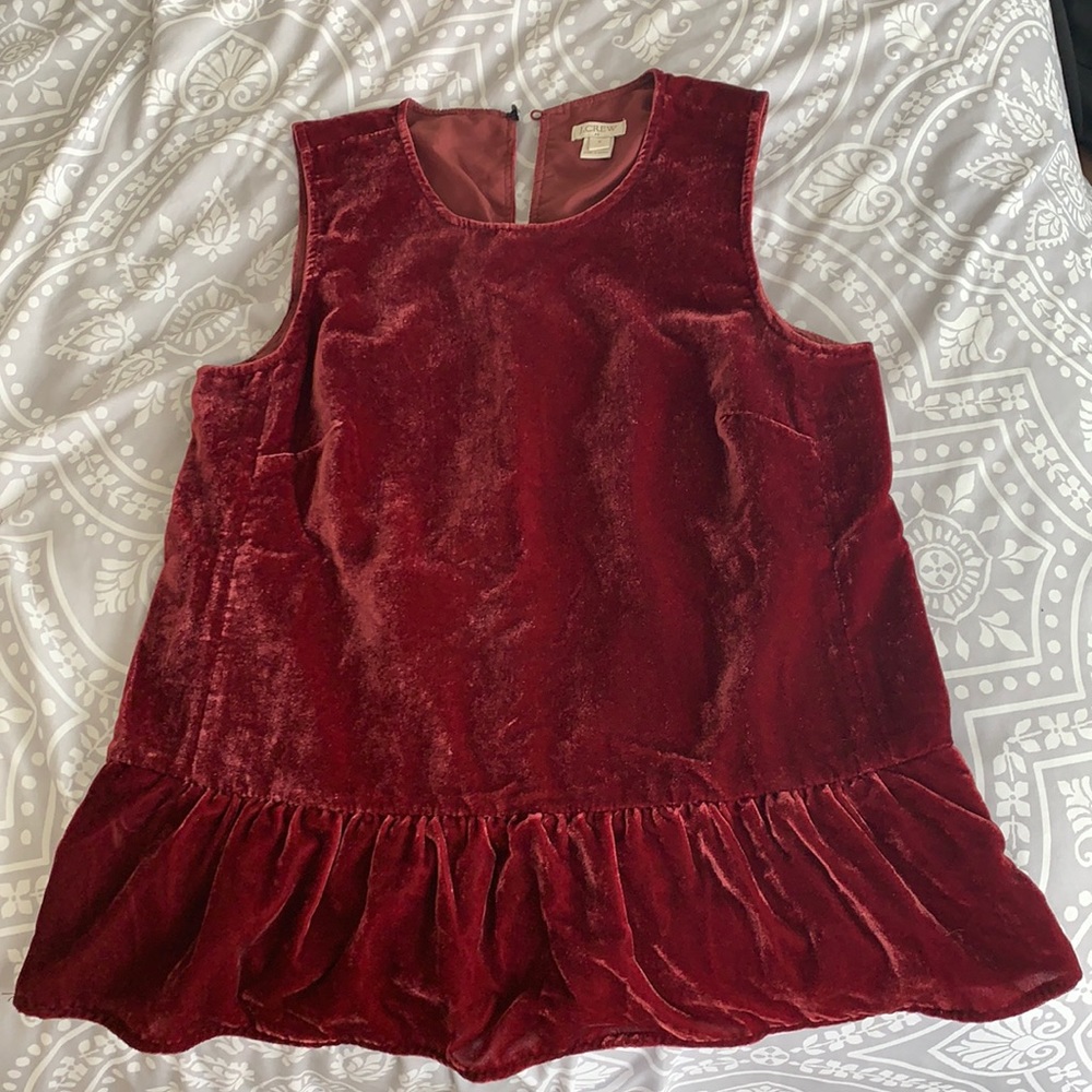 JCrew crushed velvet peplum top